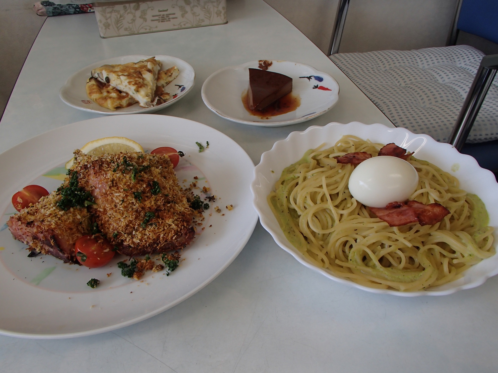 4月メニューチョコプリン他