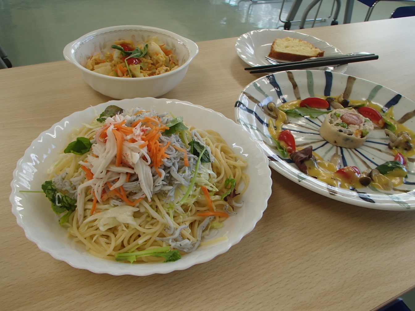 シラスとキャベツの冷製スパゲティ