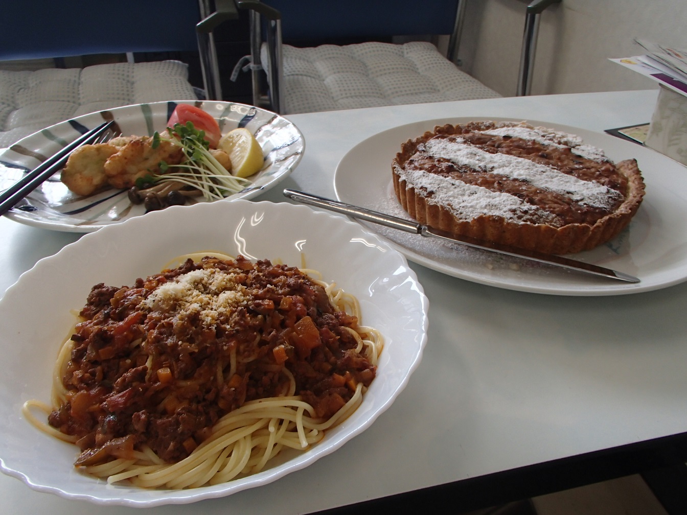 9月料理教室いか団子、ボロネーズ、米のタルト