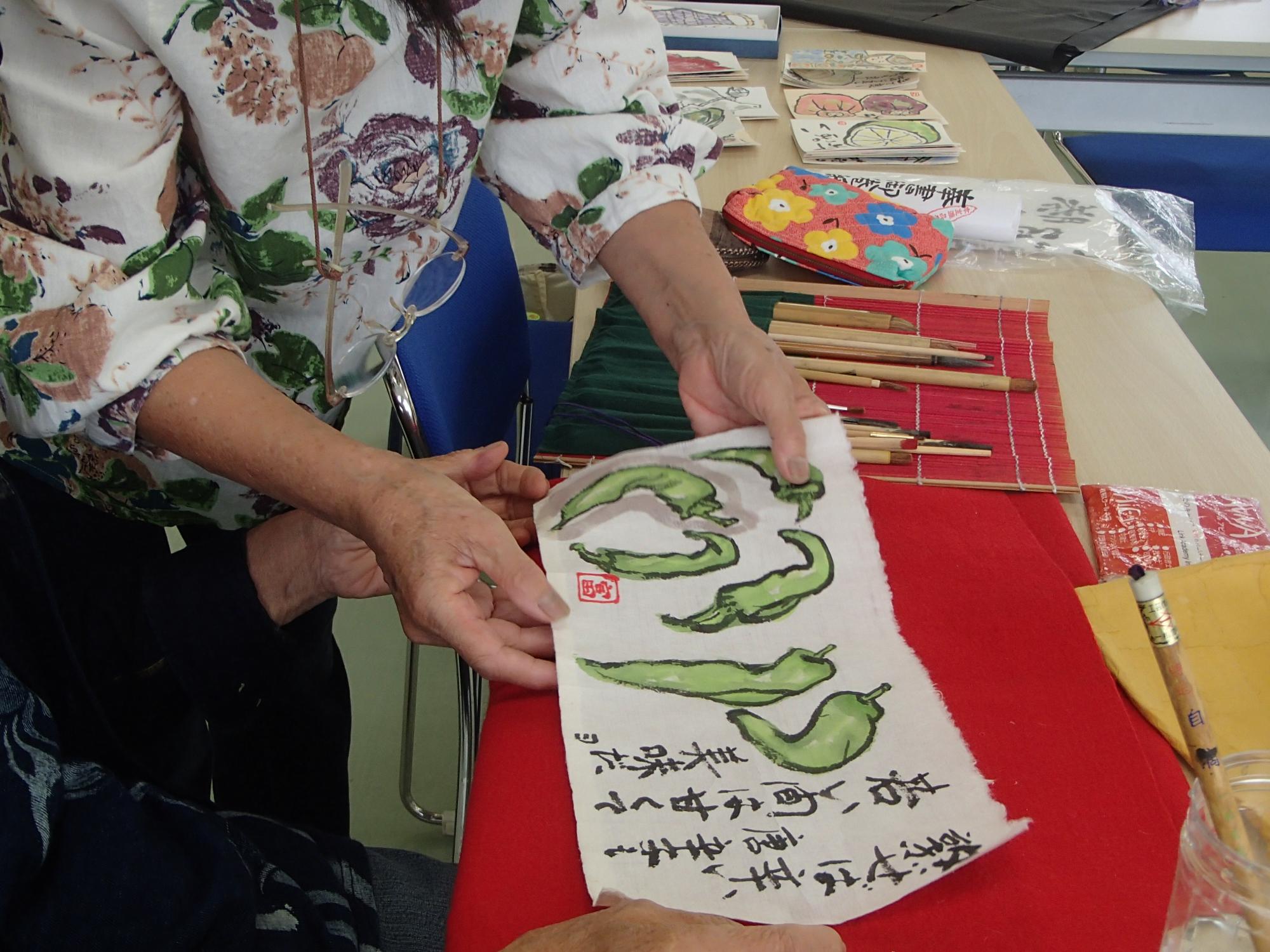 唐辛子題材の絵手紙です