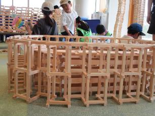 イタリア建築に見立てた積み木の作品