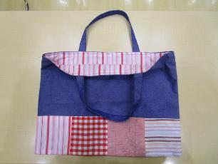 播州織で作った手提げ袋